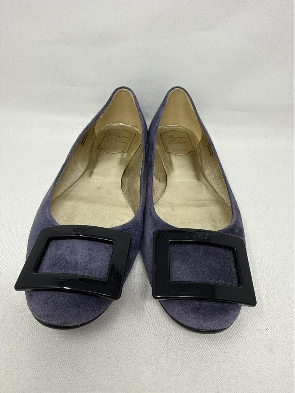 Roger Vivier Gommette Tortoiseshell-Buckle Suede Flat size 38 ~ women’s 8